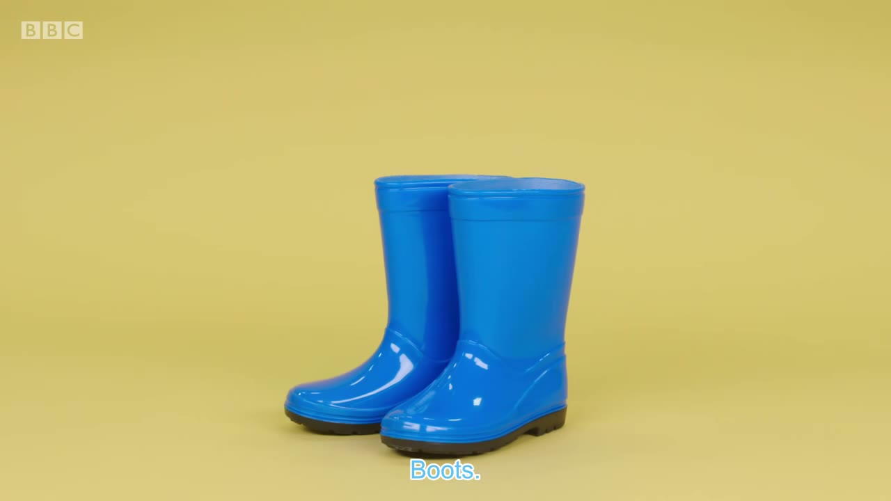 Blue boots.