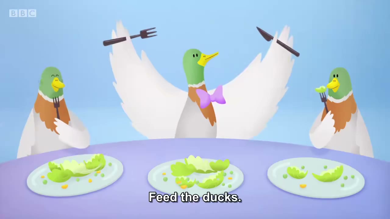 截图：Feed the ducks.