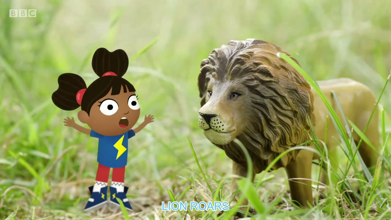 截图：- Ooh! Scary lion.
- Sorry.