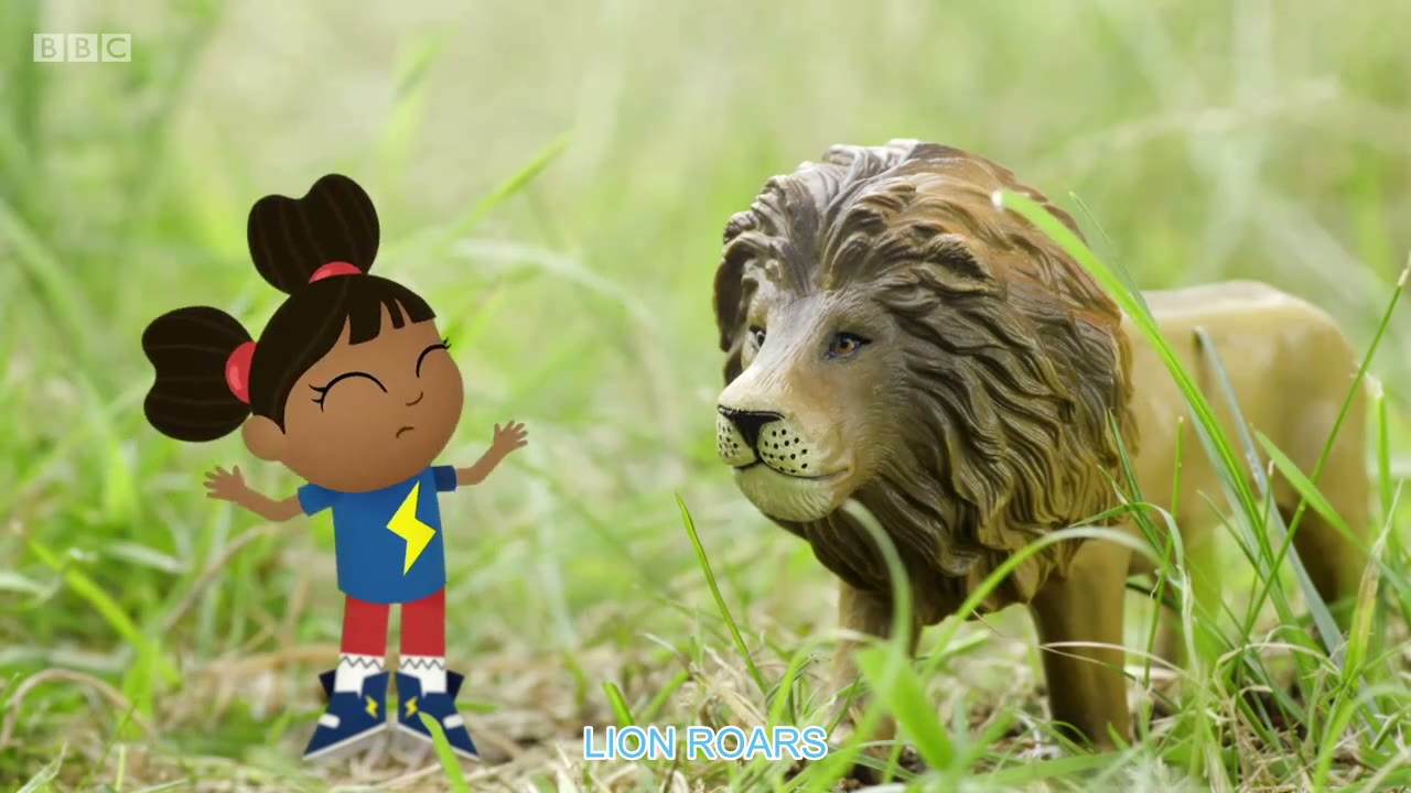 截图：- Ooh! Scary lion.
- Sorry.